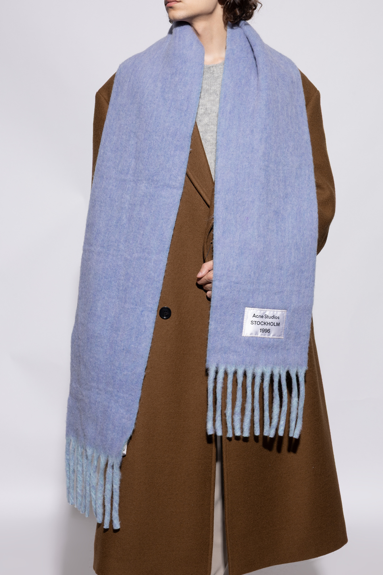 小物 Acne studios scarf Acne Studios logo-patch Checked Scarf | Grey | FARFETCH CA